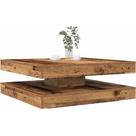 Vidaxl – Table basse gigogne rotative 360° en bois d'ingénierie – Dimensions 90x90x34,5 cm – Capacité 20 kg – Surface lisse facile à entretenir