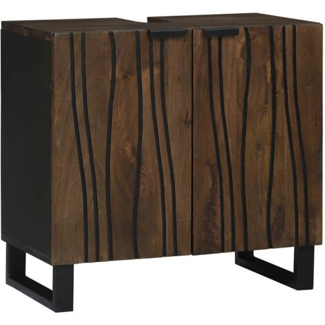 Meuble Sous Lavabo avec étagère Marron et Noir 62 x 33 x 58 cm vidaXL (1/5)