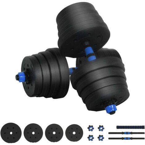 vidaXL 2-in-1 Dumbbell Barbell Set 30 kg Black and Blue
