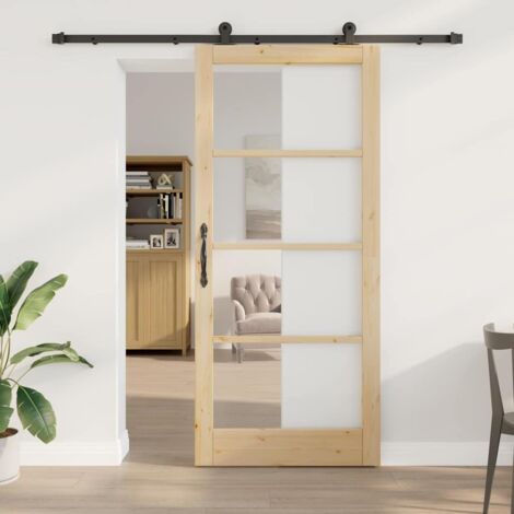 vidaXL  Sliding Door  ORKDAL Natural and Black 93 x 211 cm
