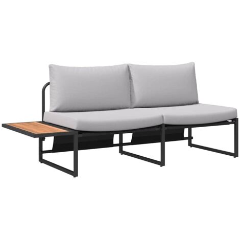 vidaXL  Garden Sofa  with Cushion Light Grey 200.5 x 70 x 85.5 cm Steel (1/5)