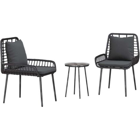 vidaXL Garden Dining Set 3 pcs Black and Anthracite Poly Rattan (1/5)