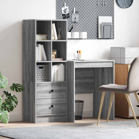 Bureau avec rangement 2 pcs Sonoma gris Bois d'ingénierie vidaXL