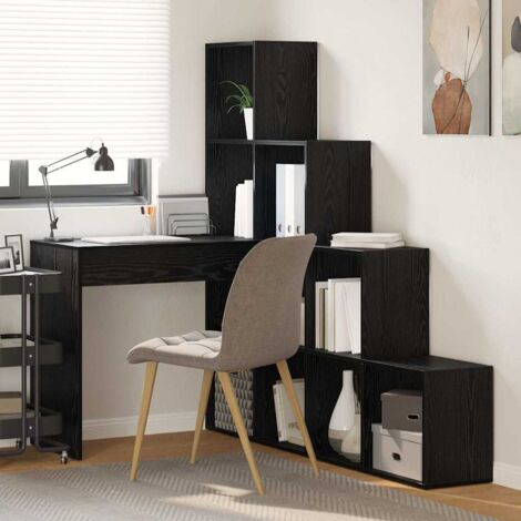 Bureau d'angle avec étagère Chêne noir 101.5 x 149.5 x 149.5 cm vidaXL