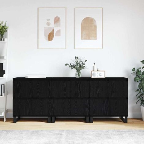Vidaxl – Buffet contemporain 3 pcs en bois d'ingénierie noir – Dimensions 60 x 35 x 70 cm – Grand espace de rangement pour intérieur moderne (1/5)