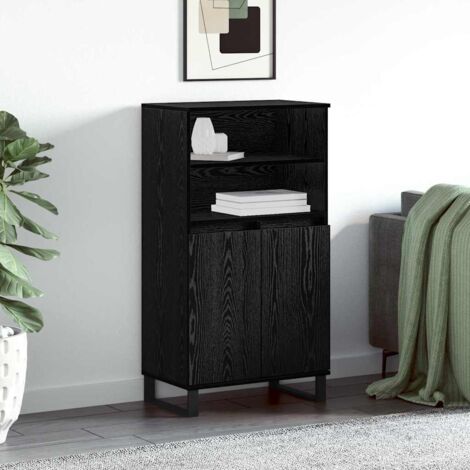 Haut Armoire Noir 60 x 36 x 110 cm Bois d'ingénierie vidaXL (1/5)