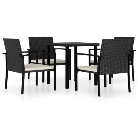 vidaXL Garden Dining Set 5 pcs Black Poly Rattan (1/5)