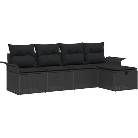 vidaXL  Garden Sofa Set  with Cushion 5 pcs Black Poly rattan (1/5)