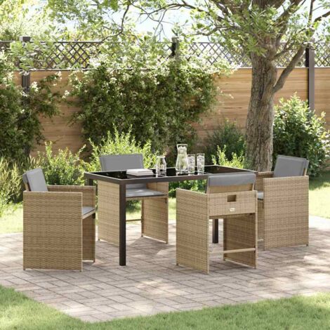 vidaXL Garden Dining Set 5 pcs Beige Poly Rattan (1/5)