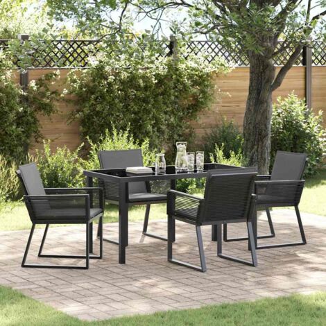 vidaXL  Garden Dining Set  5 pcs Black Powder-Coated Steel (1/5)