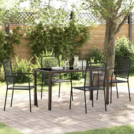 vidaXL Garden Dining Set 5 pcs Black Powder-Coated Steel (1/5)