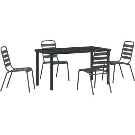 vidaXL  Garden Dining Set  5 pcs Anthracite Powder-Coated Steel (1/5)