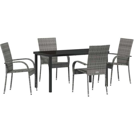 vidaXL  Garden Dining Set  5 pcs Grey Powder-Coated Steel (1/5)