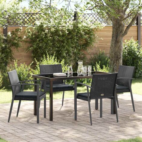 vidaXL  Garden Dining Set  5 pcs Black and Grey PE Rattan (1/5)