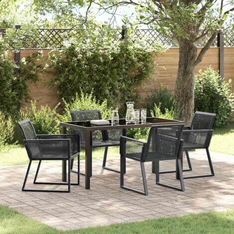 vidaXL Garden Dining Set 5 pcs Black Powder-Coated Steel (1/5)