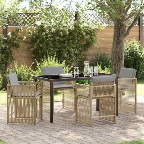 vidaXL Garden Dining Set 5 pcs Beige Poly Rattan (1/5)
