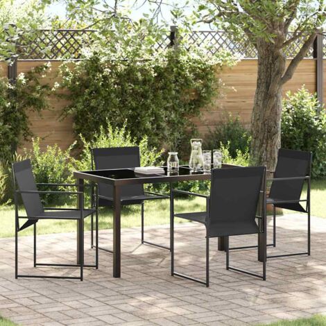 vidaXL Garden Dining Set 5 pcs Black Textilene and Steel (1/5)