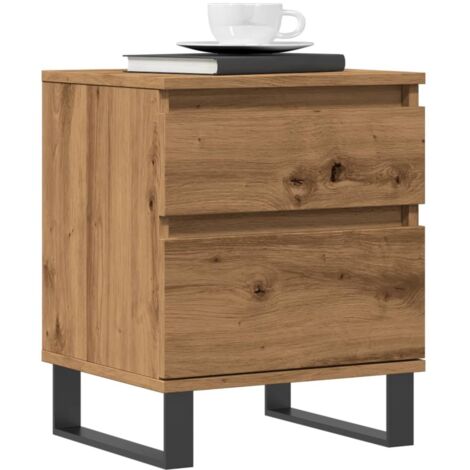 Vidaxl – Table de chevet en bois d’ingénierie 40x35x50 cm – 1 tiroir – Pieds en métal – Résistant à l’humidité – Design élégant (1/5)