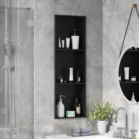 Vidaxl – Niche de douche noire en acier inoxydable 90 x 30 x 9.5 cm – Compartiments de rangement – Pour salle de bain moderne - NOIR 90 X
