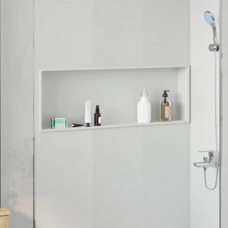 Vidaxl – Niche de douche en inox blanc 90 x 30 x 9.5 cm – Compartiments de rangement intégrés – Pour environnements humides