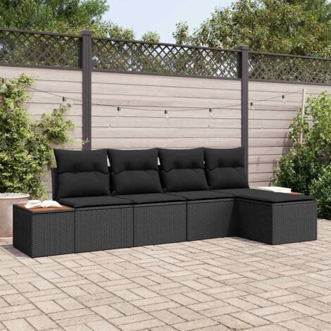 vidaXL  Garden Sofa Set  with Cushion 6 pcs Black Poly Rattan (1/5)