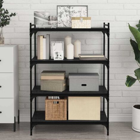 vidaXL  Bookshelf Board  4 pcs Black 80 x 40 x 1.5 cm Engineered Wood