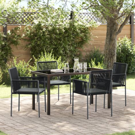 vidaXL  Garden Dining Set  5 pcs Black PE Rattan (1/5)