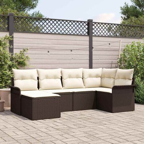vidaXL  Garden Sofa Set  with Cushion 6 pcs Brown Poly Rattan (1/5)