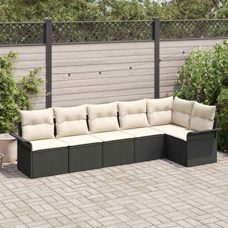 vidaXL  Garden Sofa Set  with Cushion 6 pcs Black Poly rattan (1/5)
