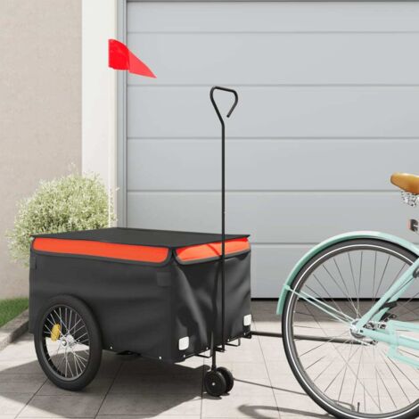 Vidaxl – Remorque de vélo 30 kg – Fer robuste – Dimensions 124 x 53 x 45 cm – Compartiment 62 x 40 x 31,5 cm – Drapeau de sécurité inclus (1/5)