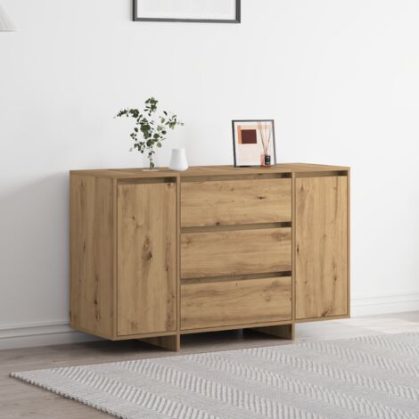Vidaxl – Buffet chêne artisanal 120 x 41 x 75 cm – Bois d'ingénierie – Avec tiroir et 2 portes – Pour salle à manger moderne