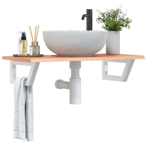 vidaXL Basin Shelf Wall Mounted Steel and Solid Wood Oak (1/5)