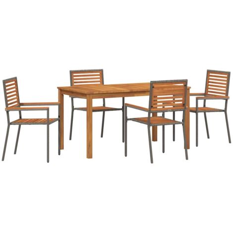 vidaXL Garden Dining Set 5 pcs Grey Solid Acacia Wood (1/5)