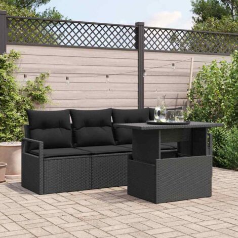 vidaXL  Garden Sofa Set  with Cushion 5 pcs Black Poly rattan (1/5)