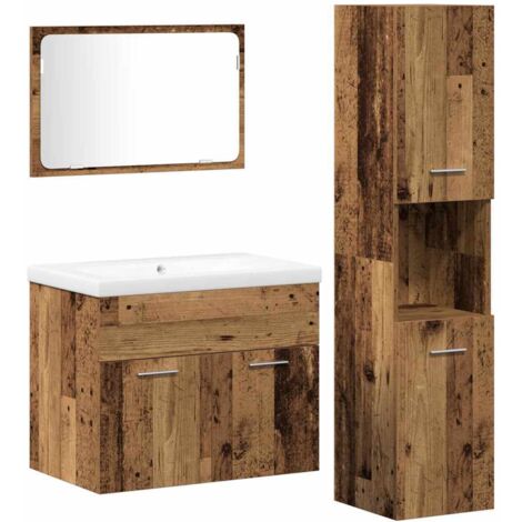 vidaXL Bathroom Furniture Set with Shelf 4 pcs Brown Engineered Wood (1/5)