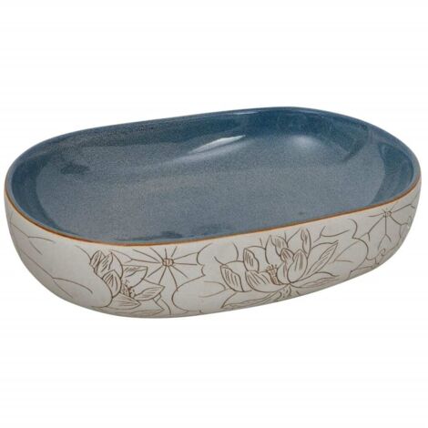vidaXL Countertop Basin Sand and Blue Oval 59x40x14 cm Ceramic (1/5)