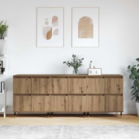 Vidaxl – Buffet 3 pcs en bois d'ingénierie chêne artisanal 180 x 35 x 70 cm – 12 portes – Design moderne pour salon et salle à manger