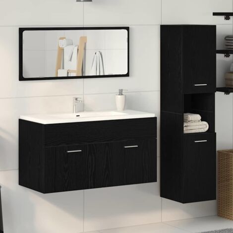 Vidaxl – Ensemble de meubles de salle de bain 3 pcs – Chêne noir – Dimensions 60 x 38.5 x 46 cm – Rangement spacieux avec compartiments