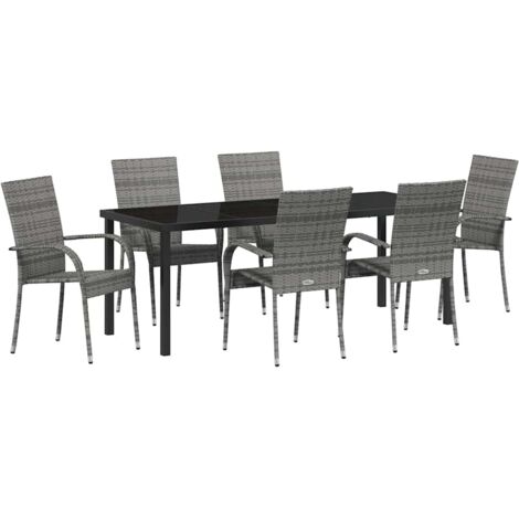 vidaXL Garden Dining Set 7 pcs Grey Powder-Coated Steel (1/5)