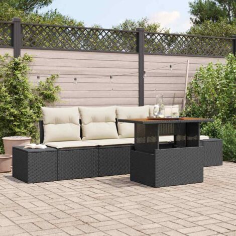 vidaXL  Garden Sofa Set  with Storage 5 pcs Black Poly rattan (1/5)