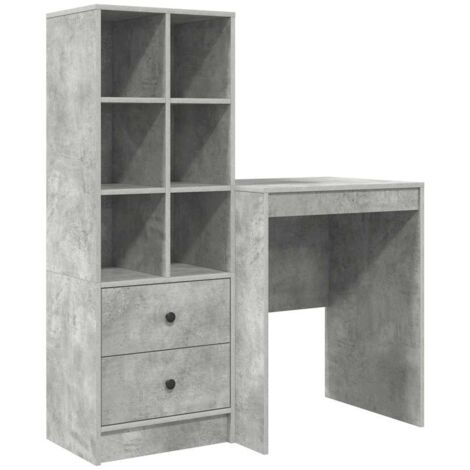 Bureau avec rangement 2 pcs Gris béton Bois d'ingénierie vidaXL