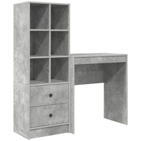vidaXL Desk with Drawer with Shelf with Storage 2 pcs Concrete Grey