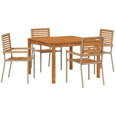 vidaXL Garden Dining Set 5 pcs Beige Solid Acacia Wood (1/5)