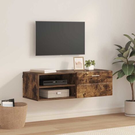 Meuble TV Chêne fumé 100.5 x 39 x 30 cm Bois d'ingénierie vidaXL