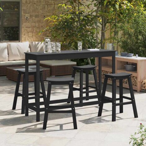 vidaXL Garden Bar Set 4 pcs Black HDPE (1/5)
