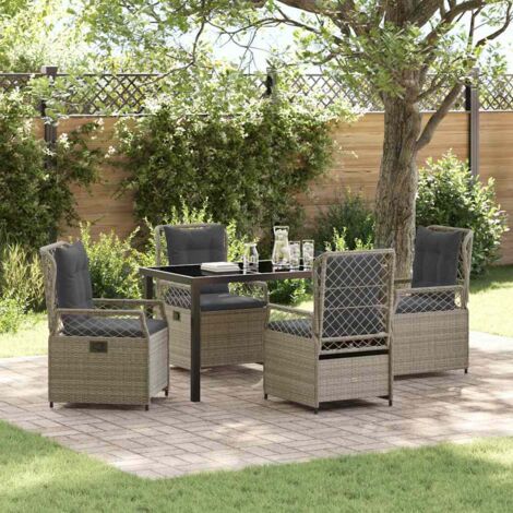vidaXL Garden Dining Set 5 pcs Light Grey Poly Rattan (1/5)