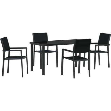 vidaXL Garden Dining Set 5 pcs Black Powder-Coated Steel (1/5)