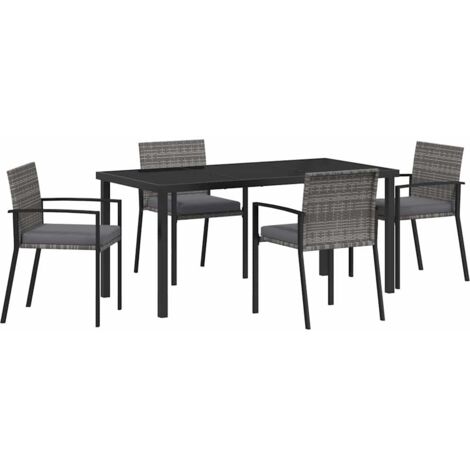 vidaXL Garden Dining Set 5 pcs Grey Powder-Coated Steel (1/5)