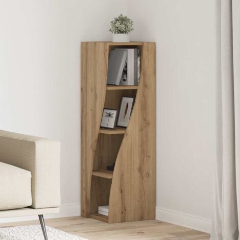 Vidaxl – Meuble d'angle 32 x 32 x 102 cm en bois d'ingénierie – Rangement pratique avec étagères – Finition mate moderne – Fixation murale incluse (1/5)