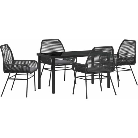 vidaXL  Garden Dining Set  with Cushion 5 pcs Black Poly Rattan (1/5)
